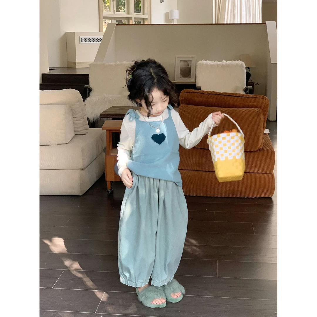 Bmy2025sp 春季新款女童时髦叠穿针织背心百搭爱心无袖吊带马甲套