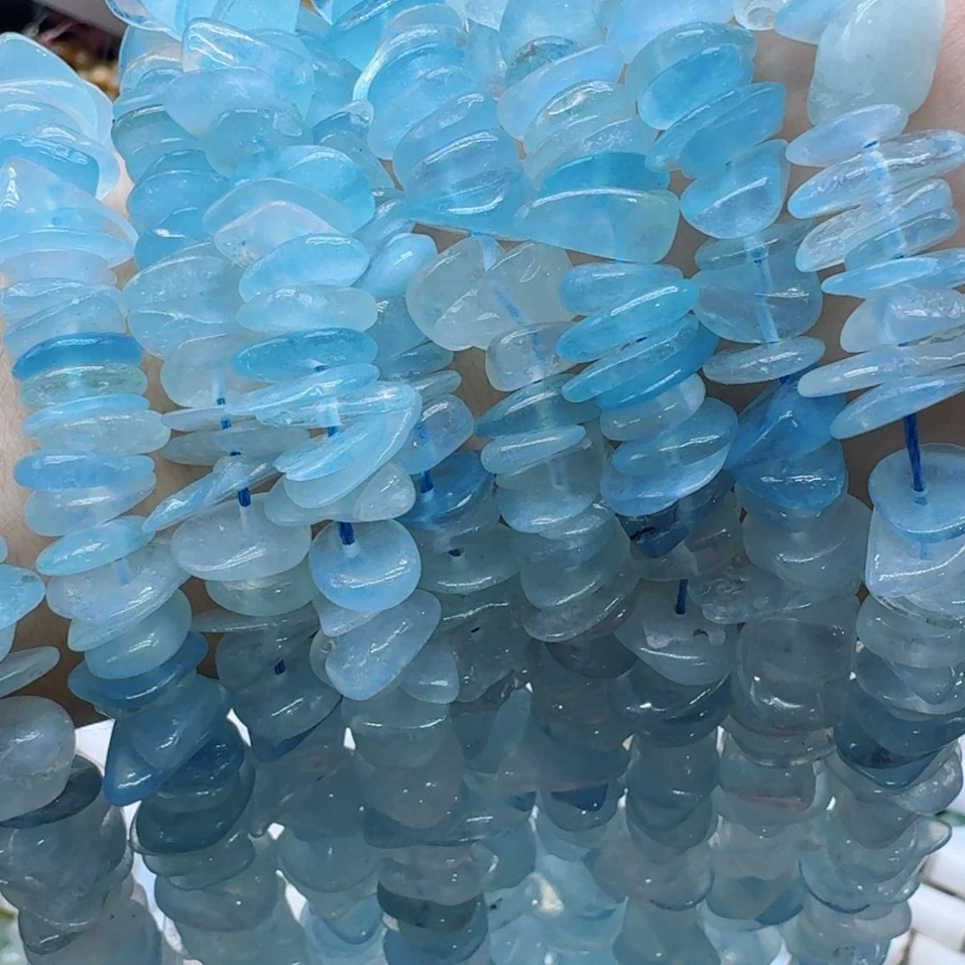 玛瑙/玉髓合金珠宝半成品海蓝宝随型大隔片一条