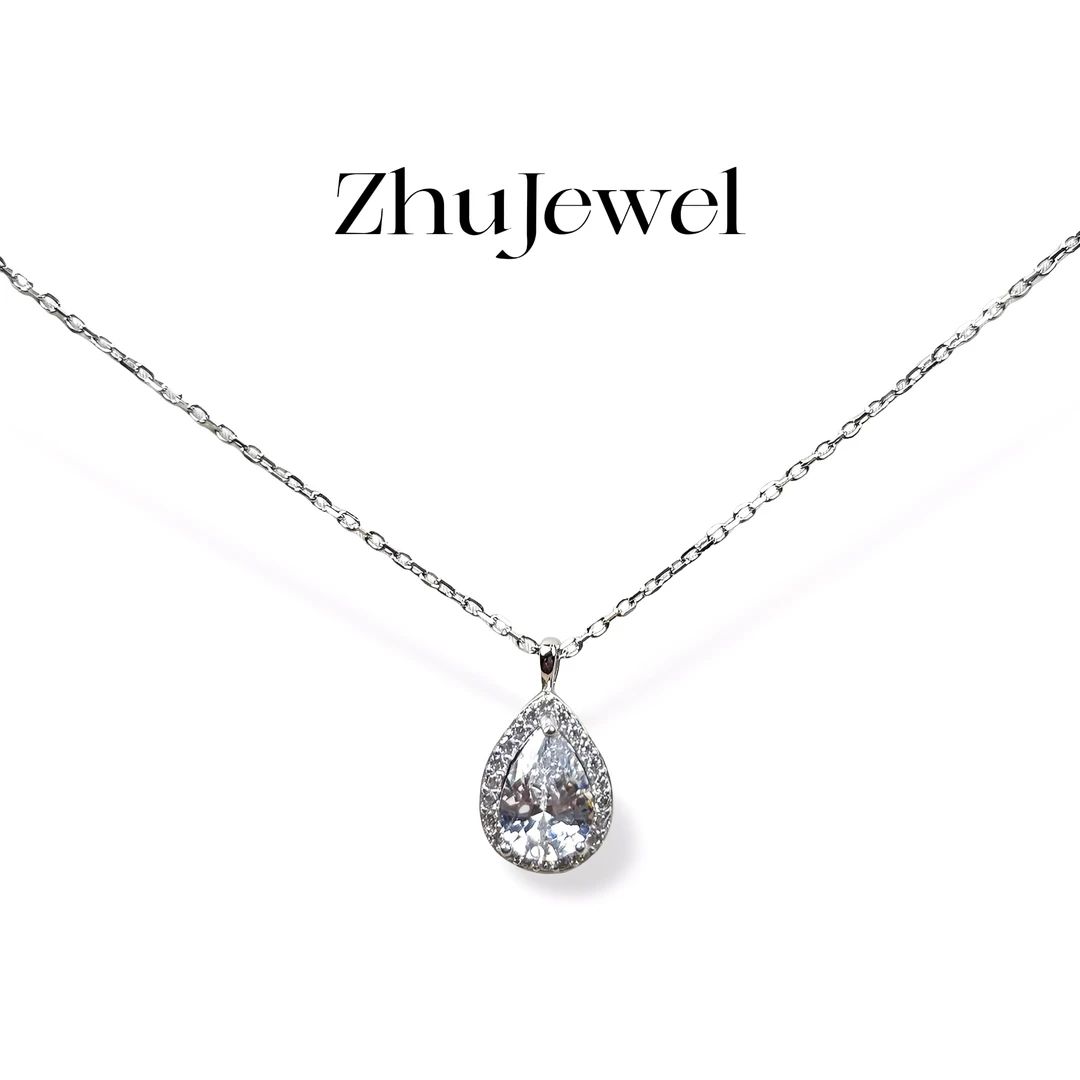 坠链均925银合成锆石 S925银｜水滴形温柔百搭气质项链