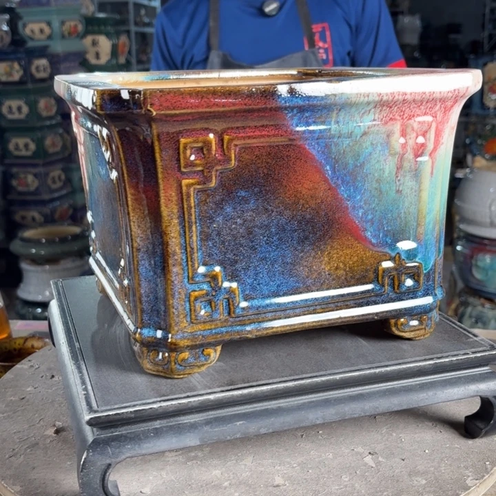 一风堂石湾花盆 内21*16盆口不正