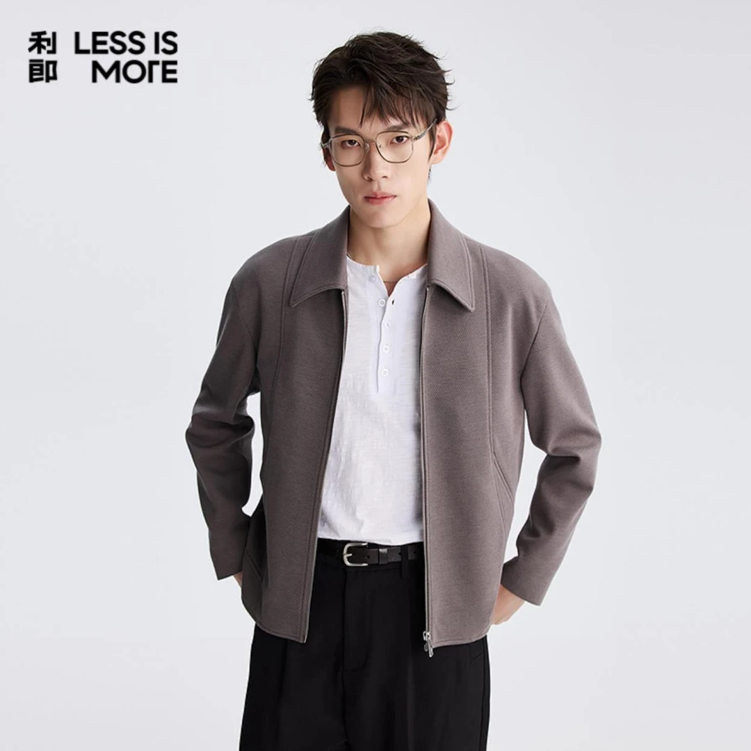 Lilanz/利郎Lilanz/利郎青年休闲毛呢简约简约纯色翻领商务