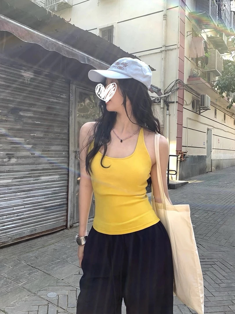 修身工字背心女夏宽松阔腿长裤两件套