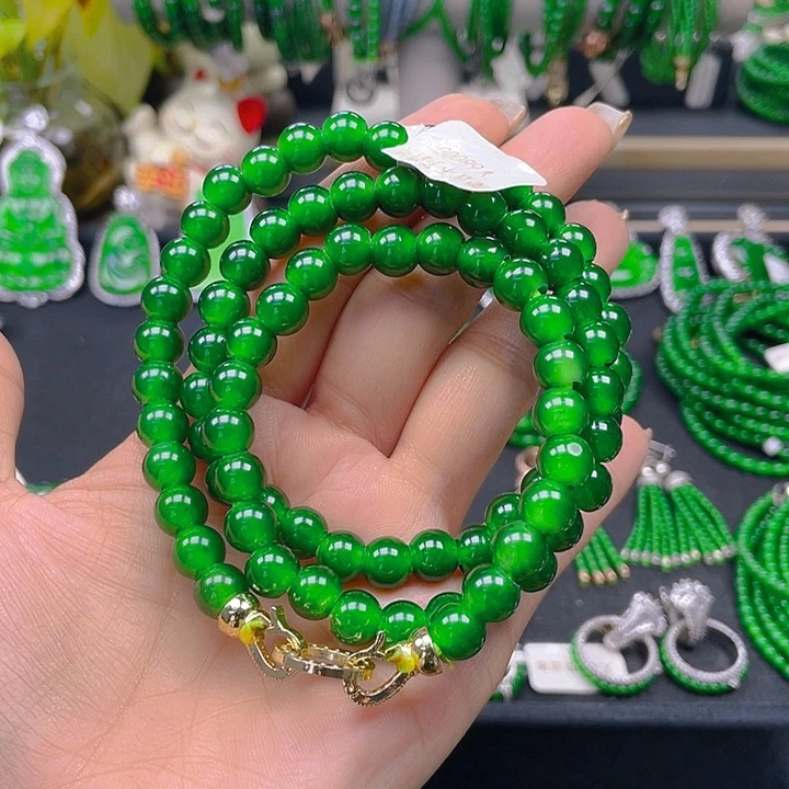 翡翠未镶嵌颈饰翡毕业款帝绿8项链