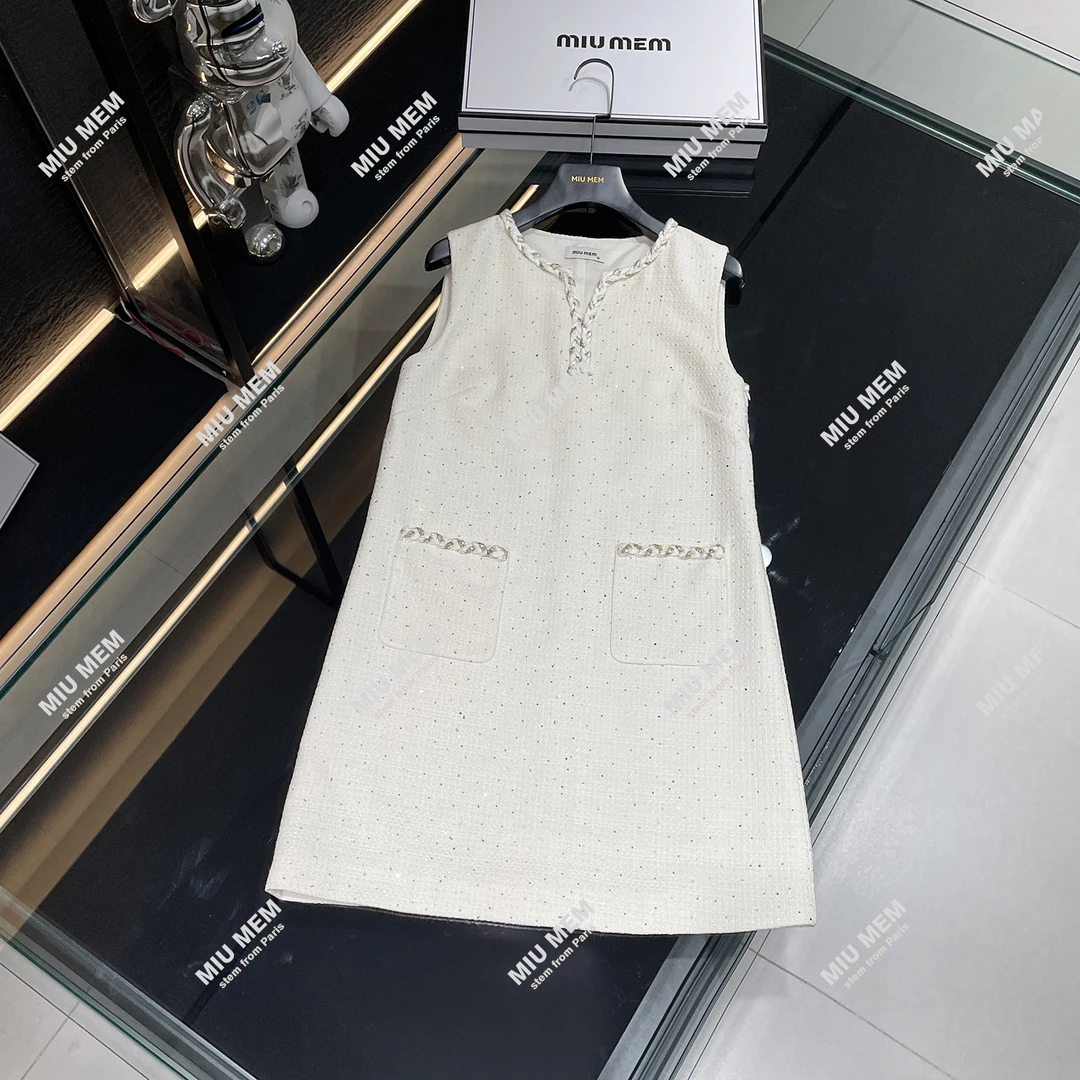 MIUMEM【月下约定】小香风气质时尚夏季无袖设计师连衣裙女DY6442
