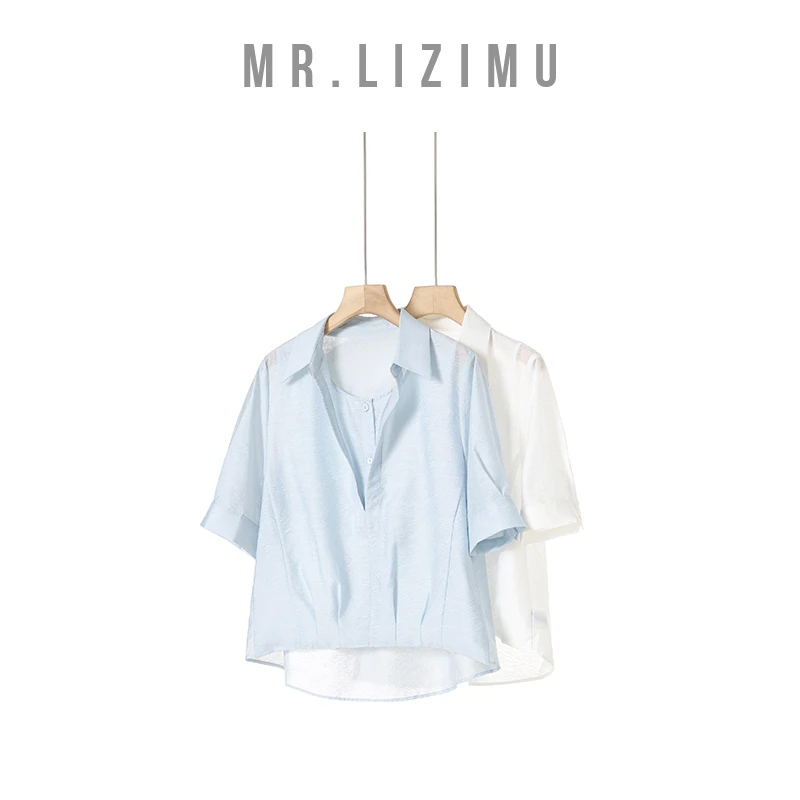 李子木先生时尚休闲拼接设计感轻薄衬衫2025「夏季」新款衬衫D6680
