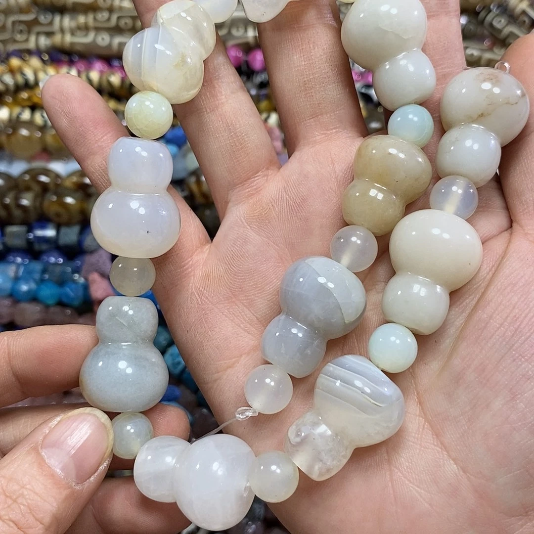 玛瑙/玉髓未镶嵌珠宝半成品玛瑙葫芦一条卡20mm