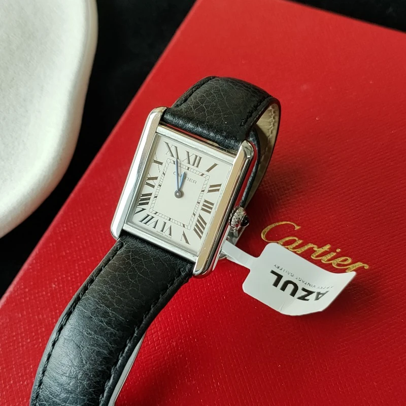 95新 Cartier/卡地亚 Azul-坦克solo wsta0030精钢白面手表50234