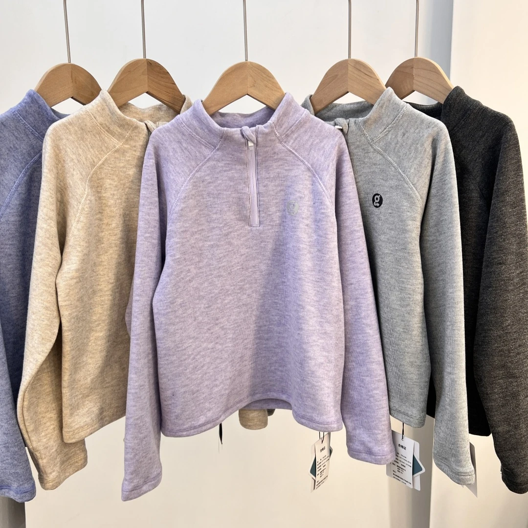 儿童长袖糯糯衣t恤2025新款秋装男女童半拉链衣服打底衫运动上衣