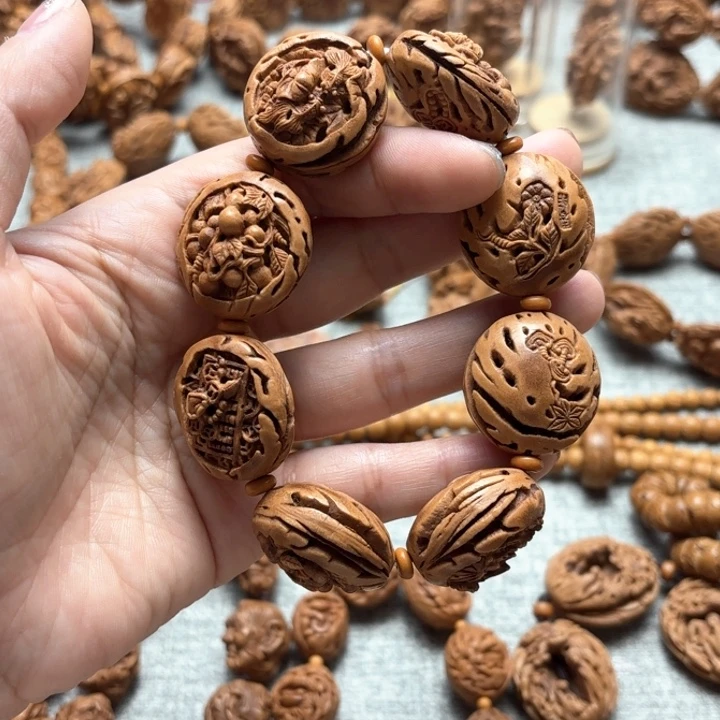 核桃手串/手链桃核雕刻吉祥八宝手串