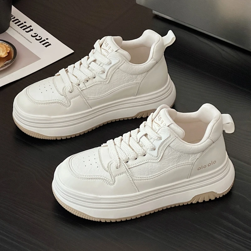 真皮中帮小白鞋女2025秋冬新款加绒女鞋超轻软底运动休闲平底板鞋