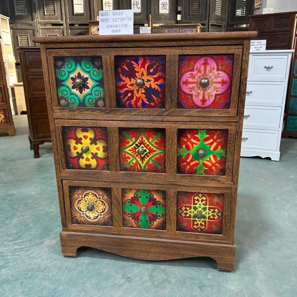 z910彩绘烧色9格3抽收纳柜