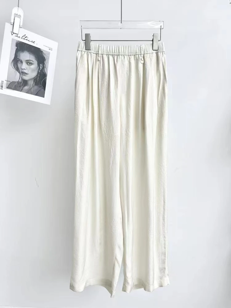 ZZ醋纤垂感慵懒风抽绳阔腿裤250497宽松白色
