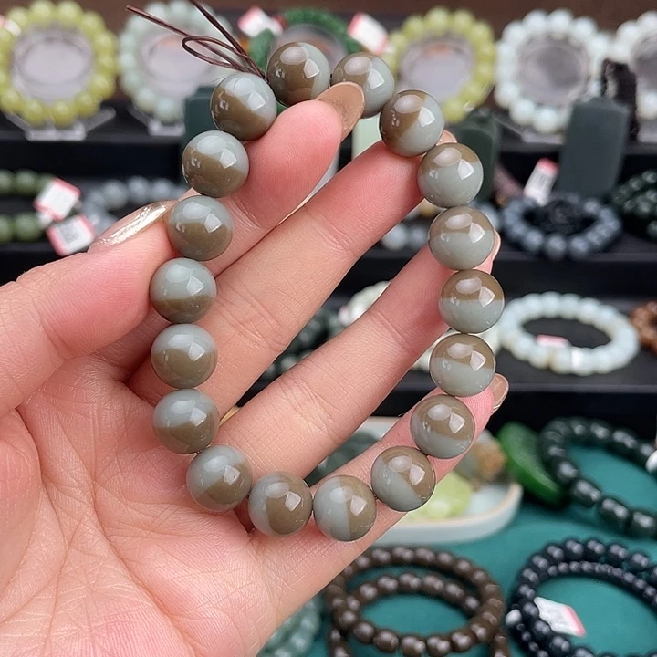 和田玉未镶嵌手链新疆且末蓝塘聚宝盆卡11.5