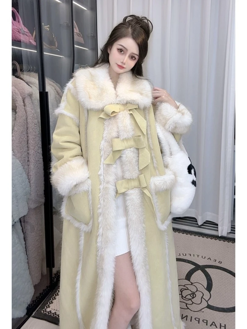 人造皮草 2025冬季新款高级气质流行加厚宽松轻奢落肩袖毛毛大衣