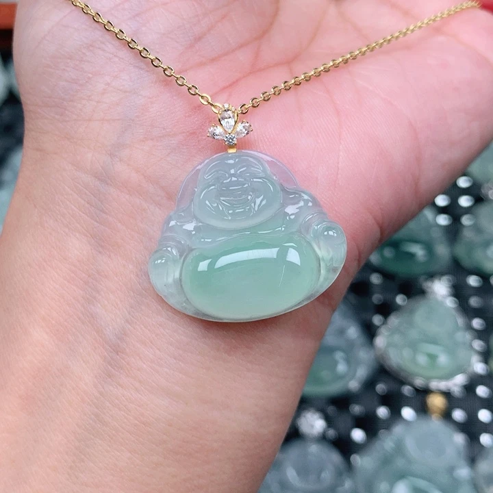 吊坠(不含链)18K金镶嵌翡翠