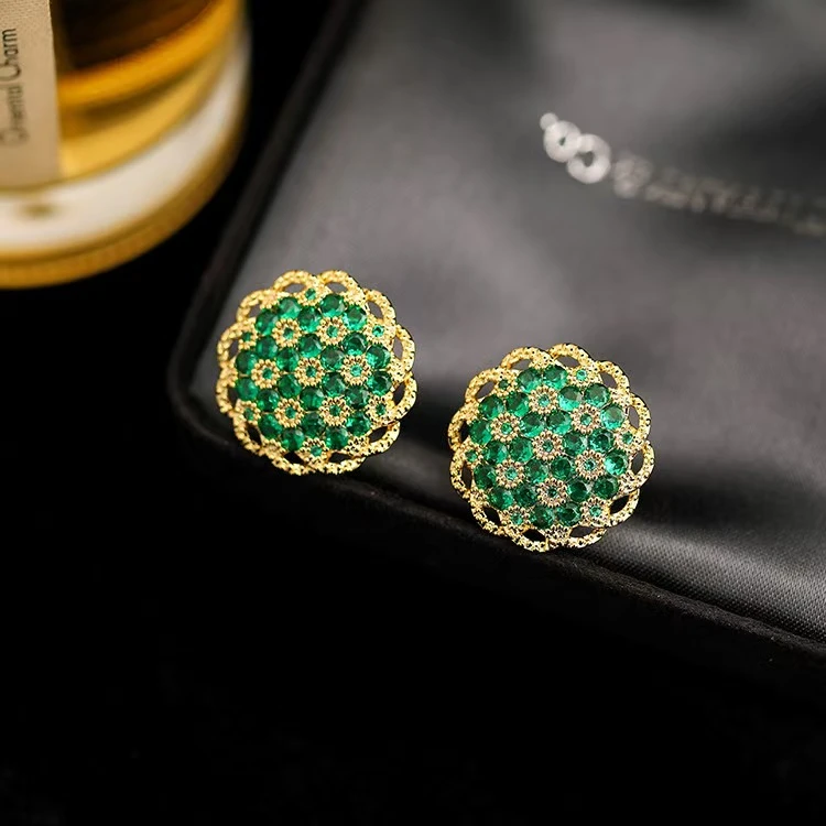 铜合金合成锆石耳饰 【容儿专属】轻奢时尚个性气质小众耳环