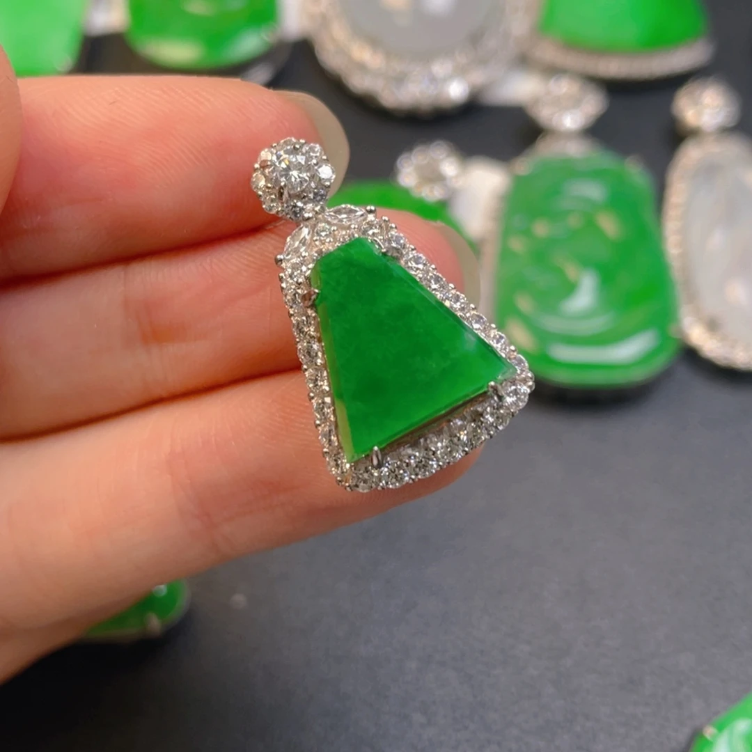 翡翠银S925镶嵌吊坠(不含链)