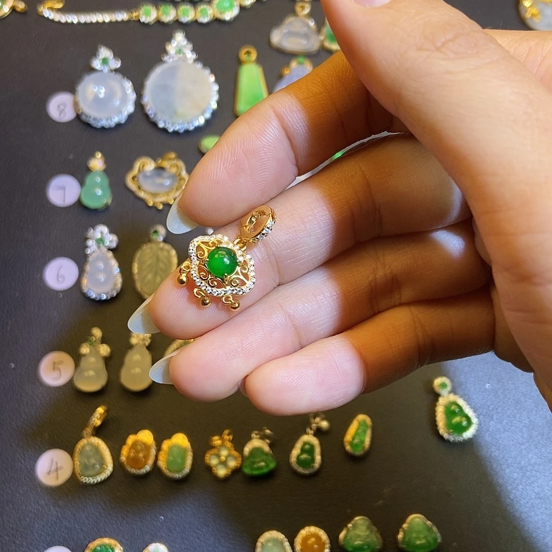 翡翠银S925镶嵌吊坠(不含链)