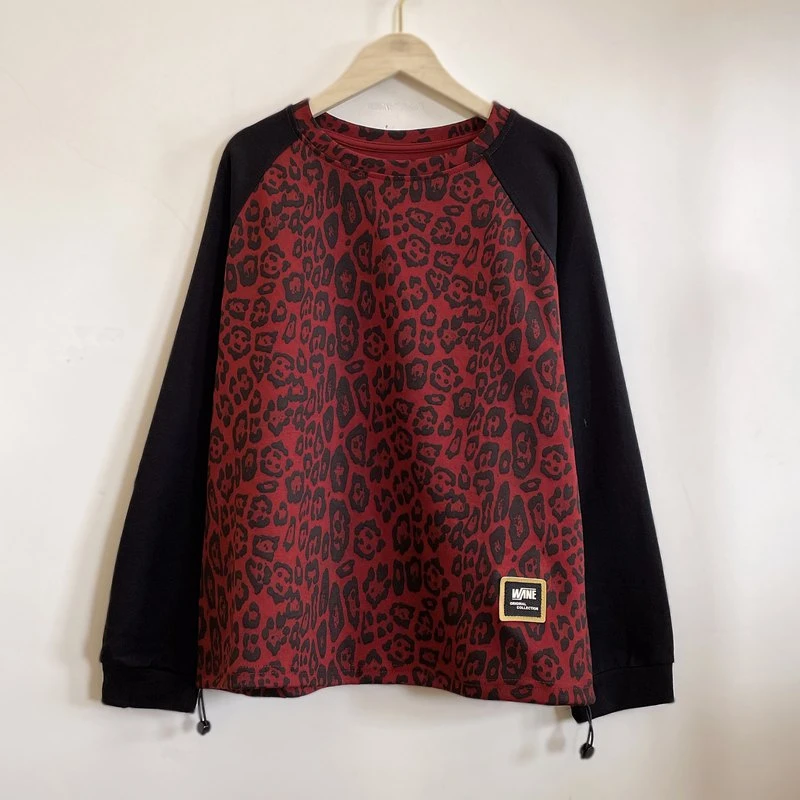 时尚百搭休闲女士拼接红色圆领长袖卫衣2025新款潮流上衣YX104951