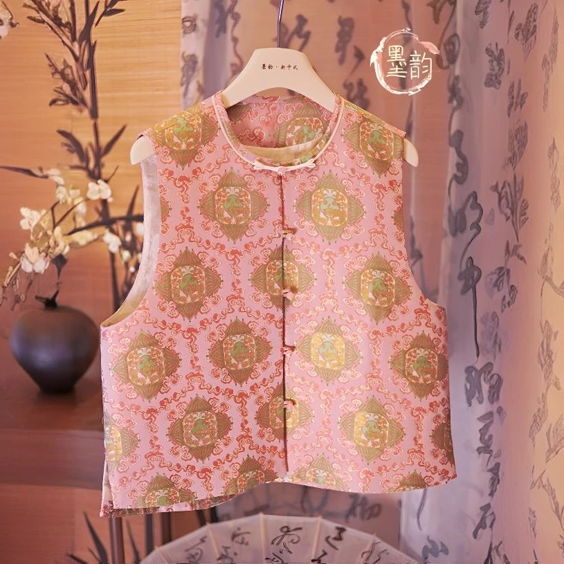 钱小萍正品蟾宫折桂宋锦新中式马甲名家带钢印