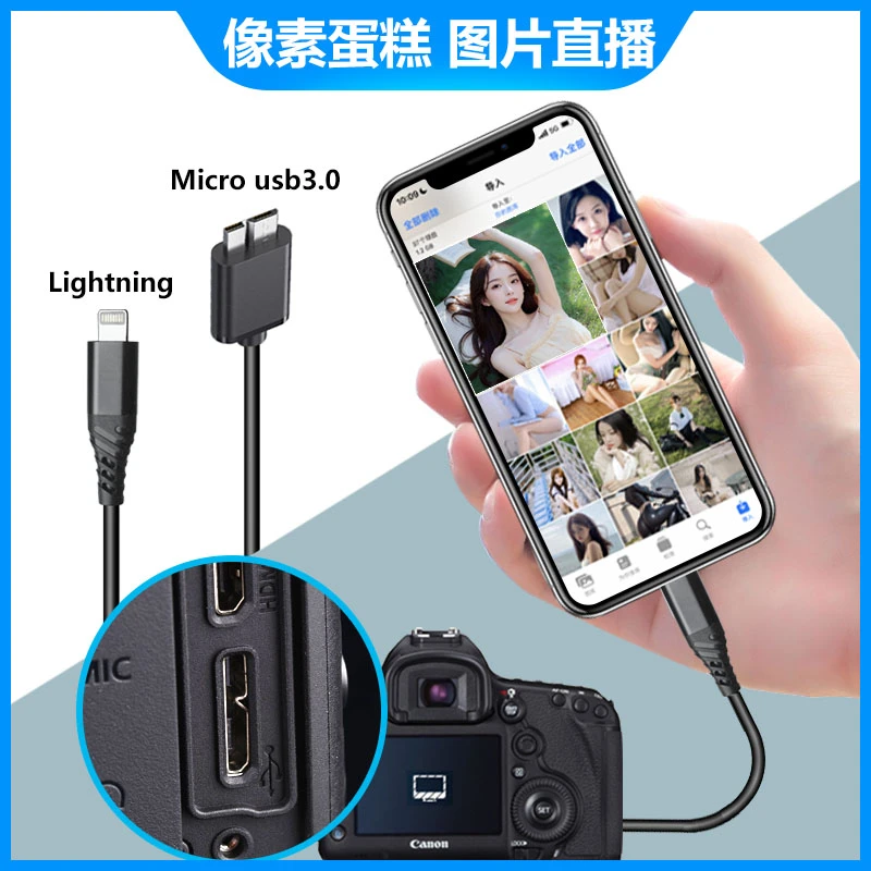 适用佳能5D45DSR尼康D810850像素蛋糕图片直播照片导入OTG数据线