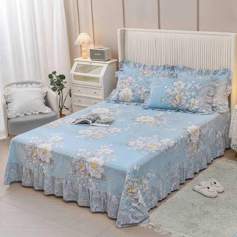 韩式纯棉床罩床裙全棉床裙单件花边床裙防滑隔脏垫子套