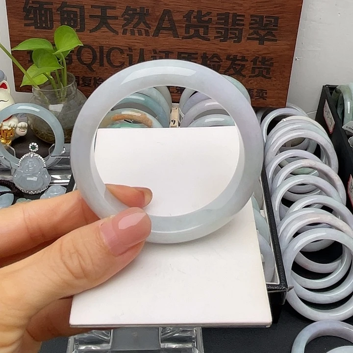 蓝***子翡翠未镶嵌手镯51.2正圈