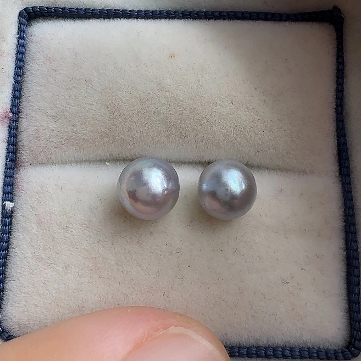 耳饰海水珍珠银S925镶嵌6-7mm