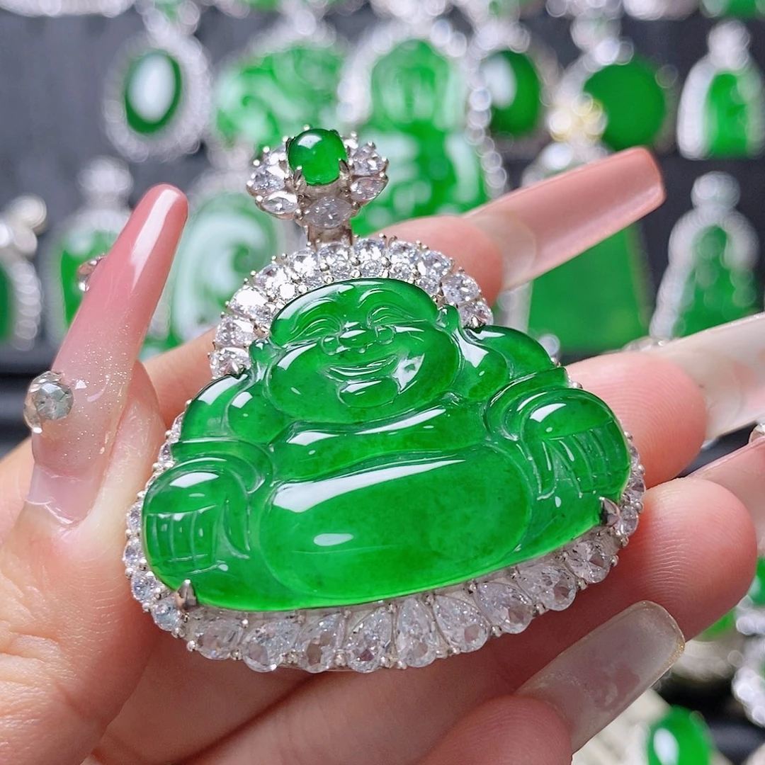 颈饰银S925镶嵌翡翠