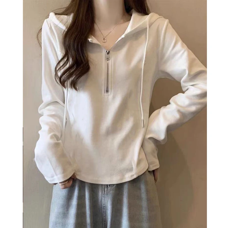 6300#连帽短款卫衣女长袖2025新款韩版设计感小众秋冬款拉链上衣