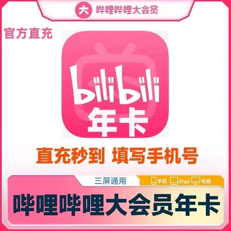 哔哩哔哩大会员VIP一年 bilibili B站一次性到账【到账联系客服】