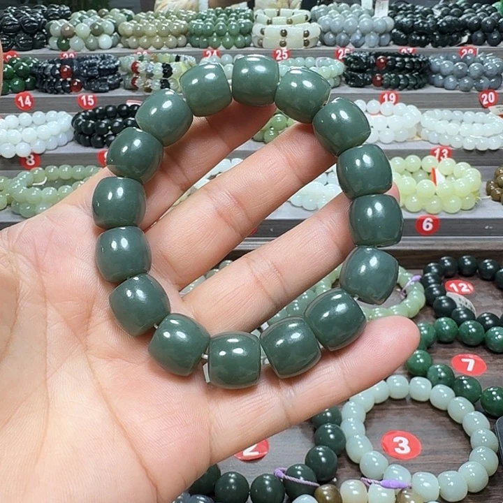 未镶嵌手链和田玉新疆且末蓝直切卡14