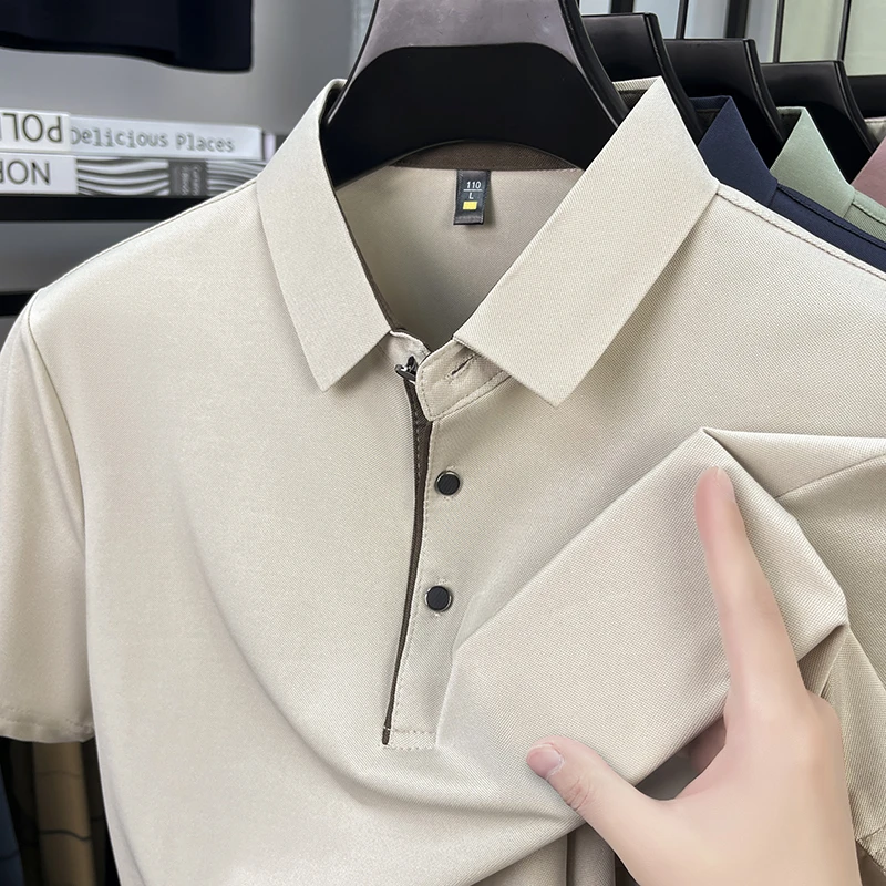 新款男士短袖POLO衫商务休闲翻领T恤夏季简约舒适纯色百搭上衣