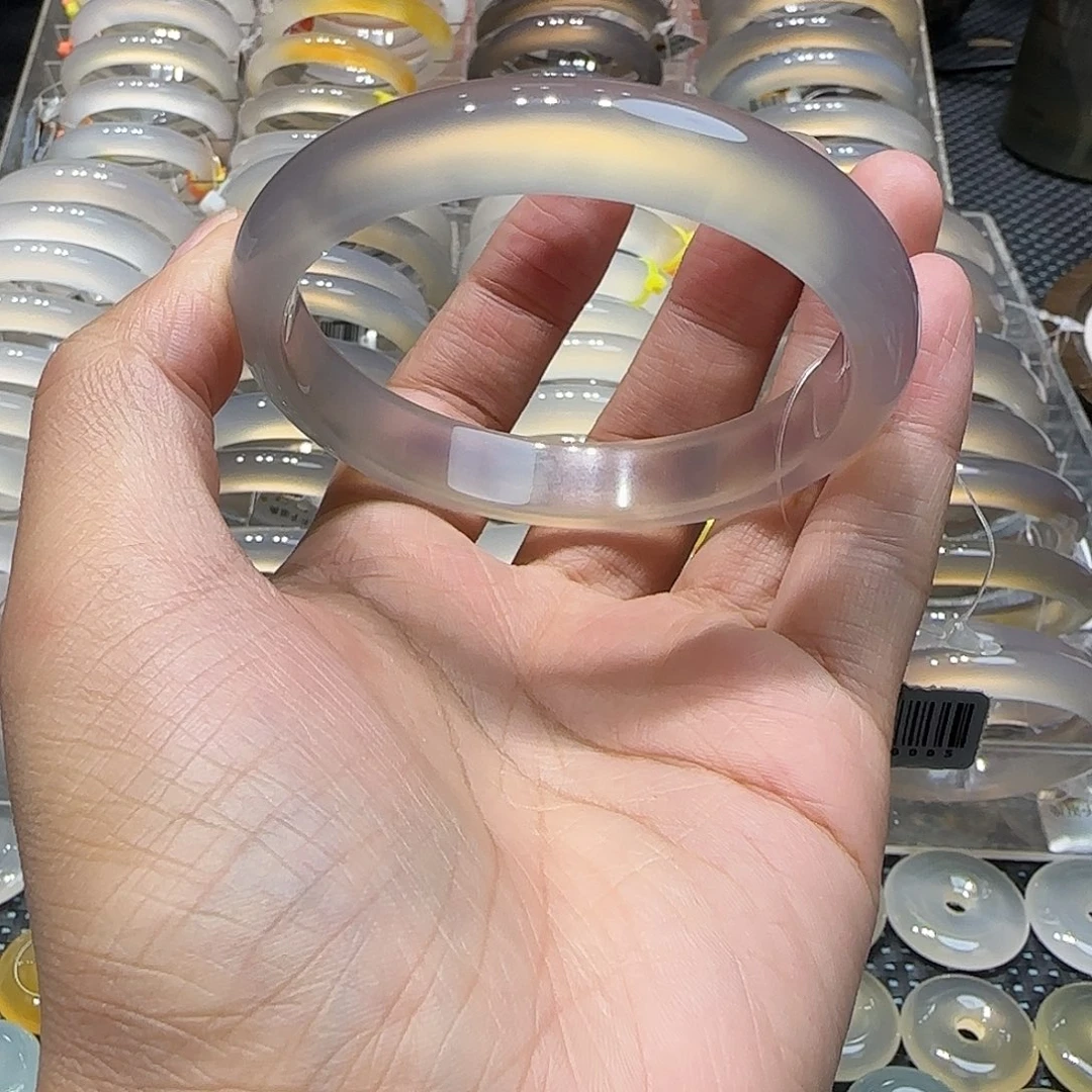 玛瑙/玉髓未镶嵌手镯60灰冰