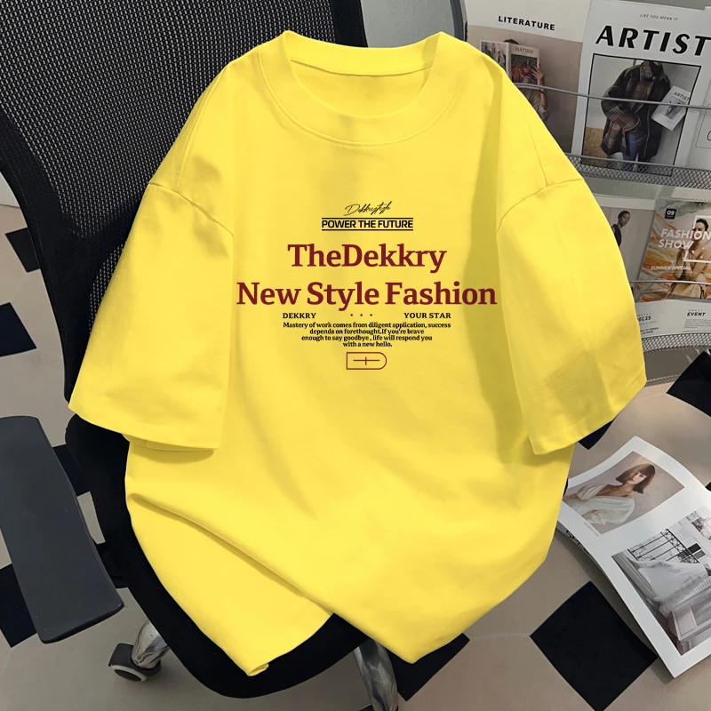 Dekkry潮牌创意个性字母夏季纯棉短袖t恤男女休闲重磅高级感上衣