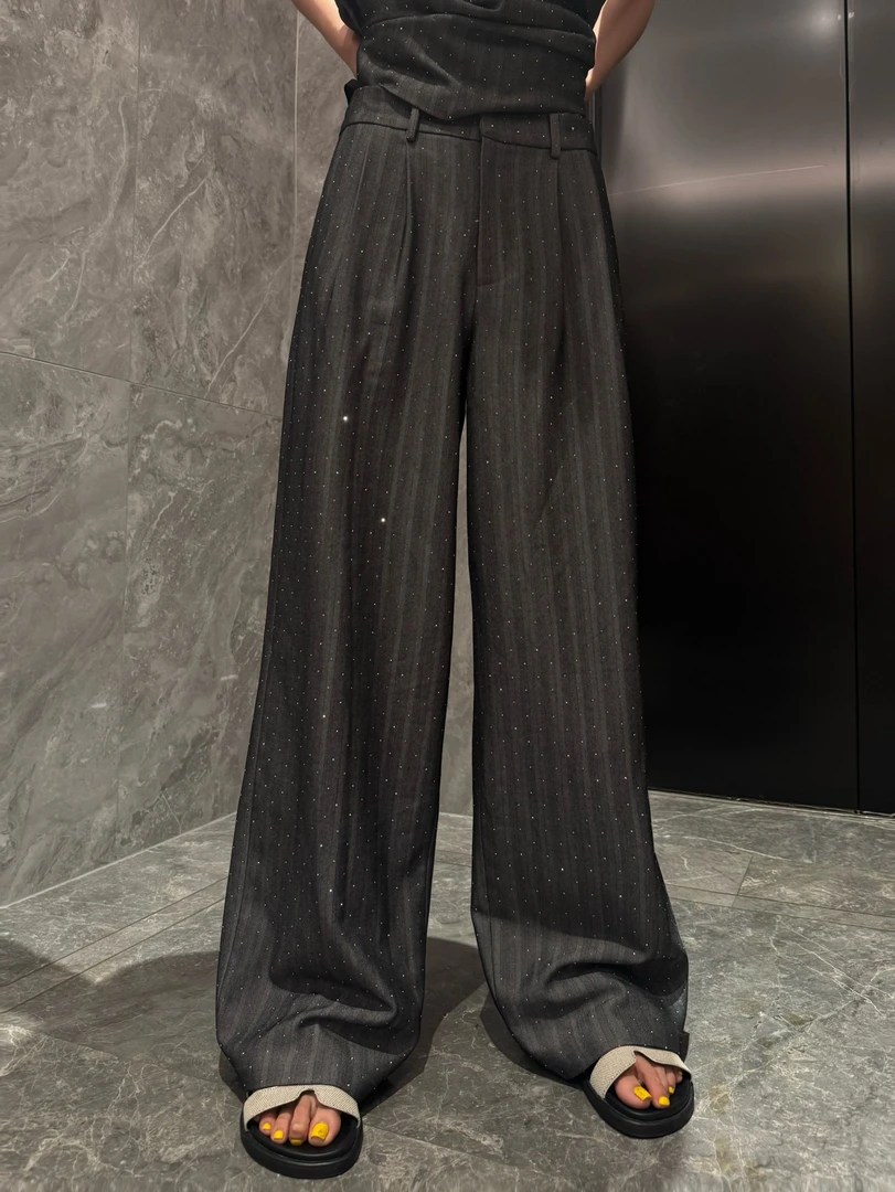 婉君【线条艺术家】夏季气质时尚亮闪阔腿宽松休闲裤LWJ25B2TZ1395