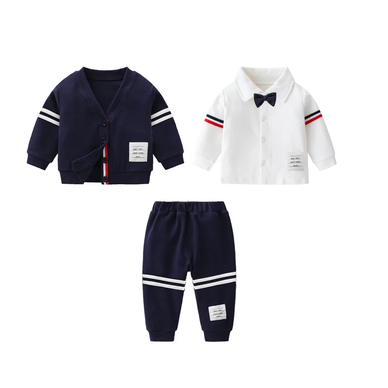 小童秋季周岁学院风礼服男孩帅气时髦宝宝外套装百天儿童酷帅衣服