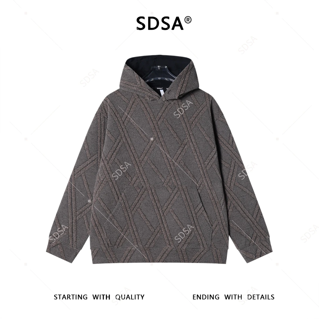 SDSA男士秋冬新款痞帅男装时尚撞色线条连帽卫衣百搭时尚套头上衣