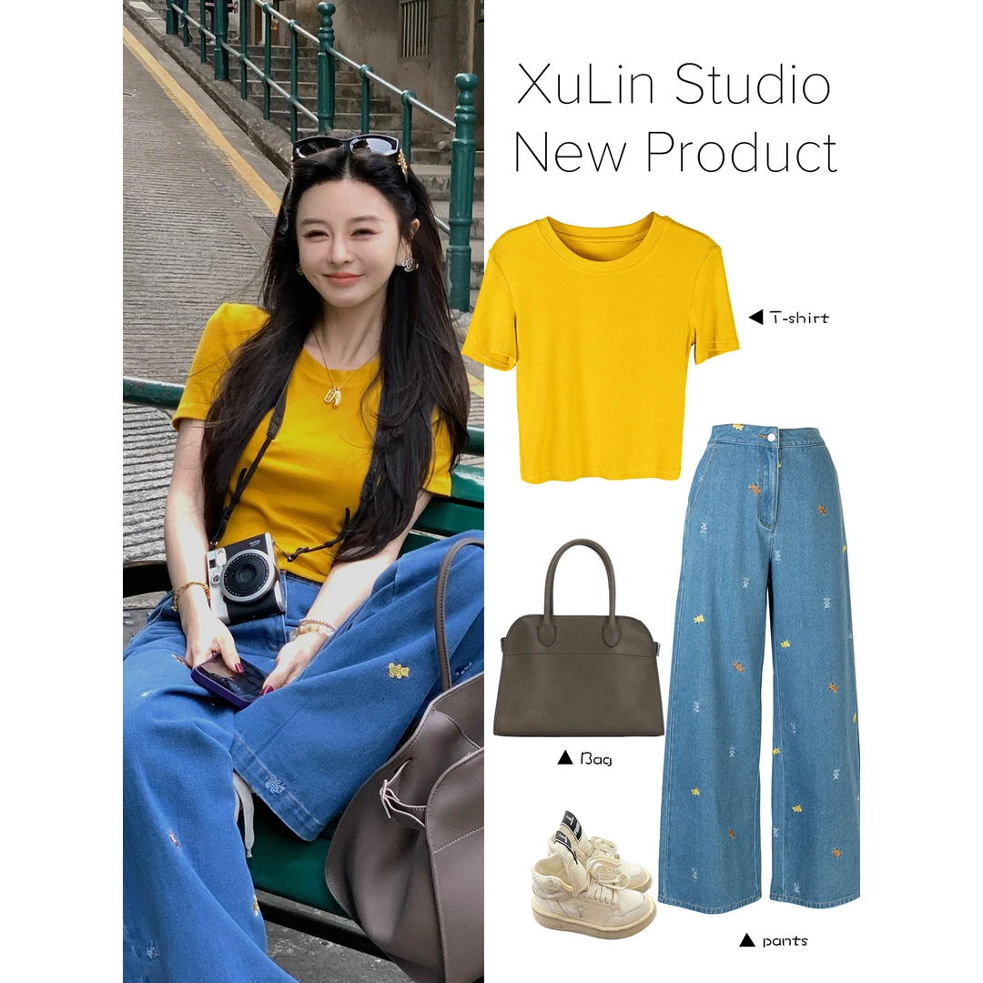 MINI STUDIO徐琳 休闲万金油打底多色圆领基础款小短T x250036