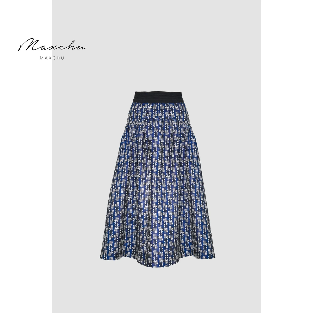 MAXCHU｜（四季版）英国设计师款 -金吉拉猫贵族千金重工提花中长裙