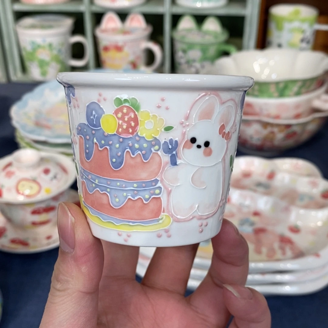 瓷片蓝莓兔子小号可乐杯
