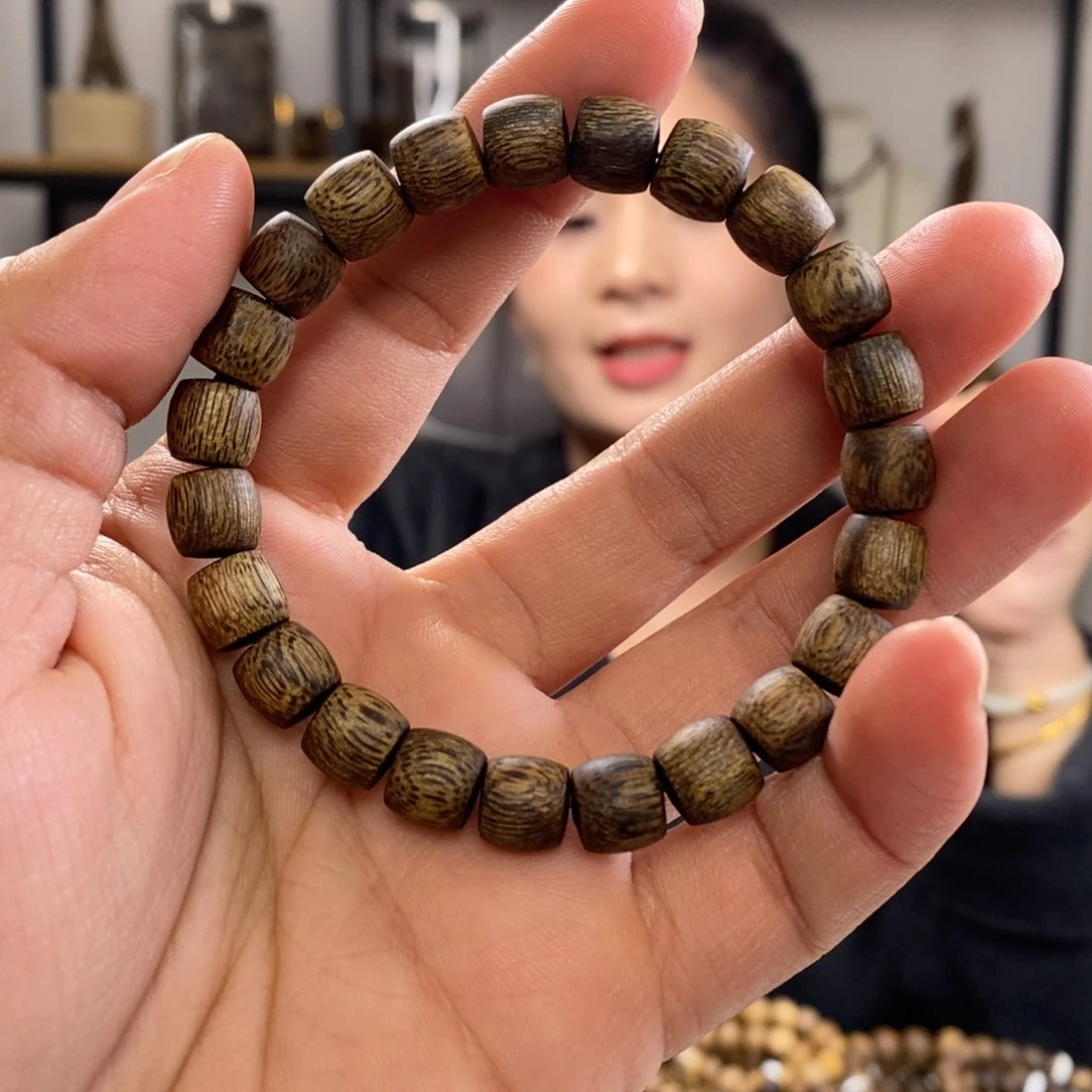 沉香手串即****店奇楠沉香鼓珠0.9单圈发一