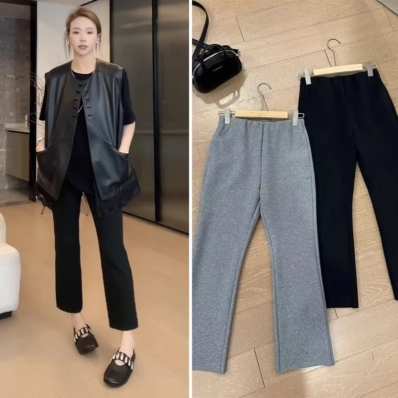 版型绝绝子~欧货松紧腰显瘦休闲裤女2025时尚气质通勤百搭九分裤