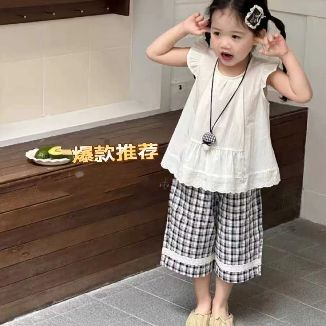 外穿韩版薄款夏季阔腿休闲风女童装套装套头百搭休闲