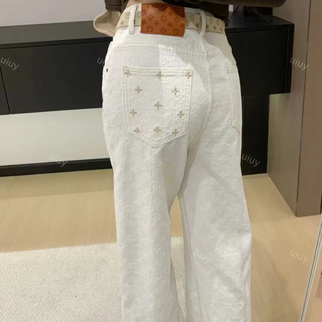 婷婷美美-VIP•订制提花窄版水洗牛仔裤（8-6731）