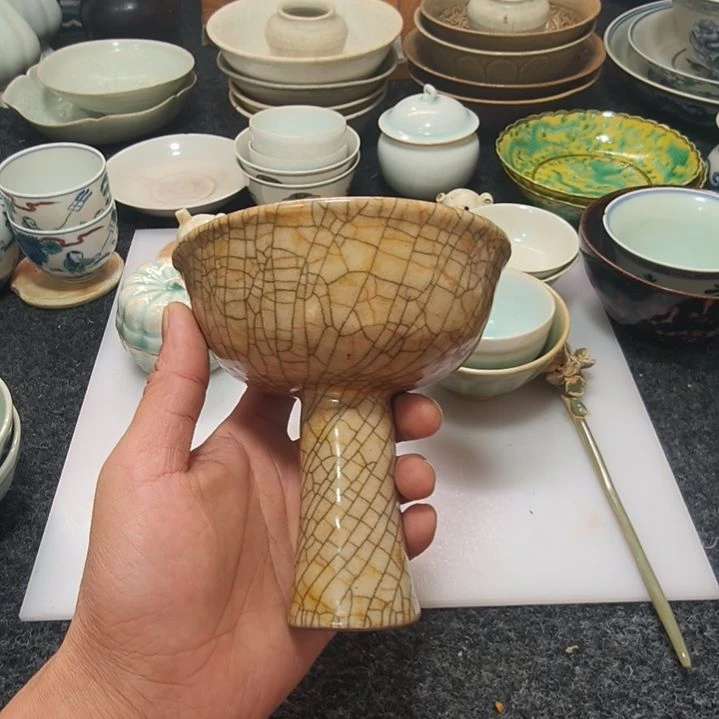 紫砂茶盘扎**累哥釉高足杯一个全品