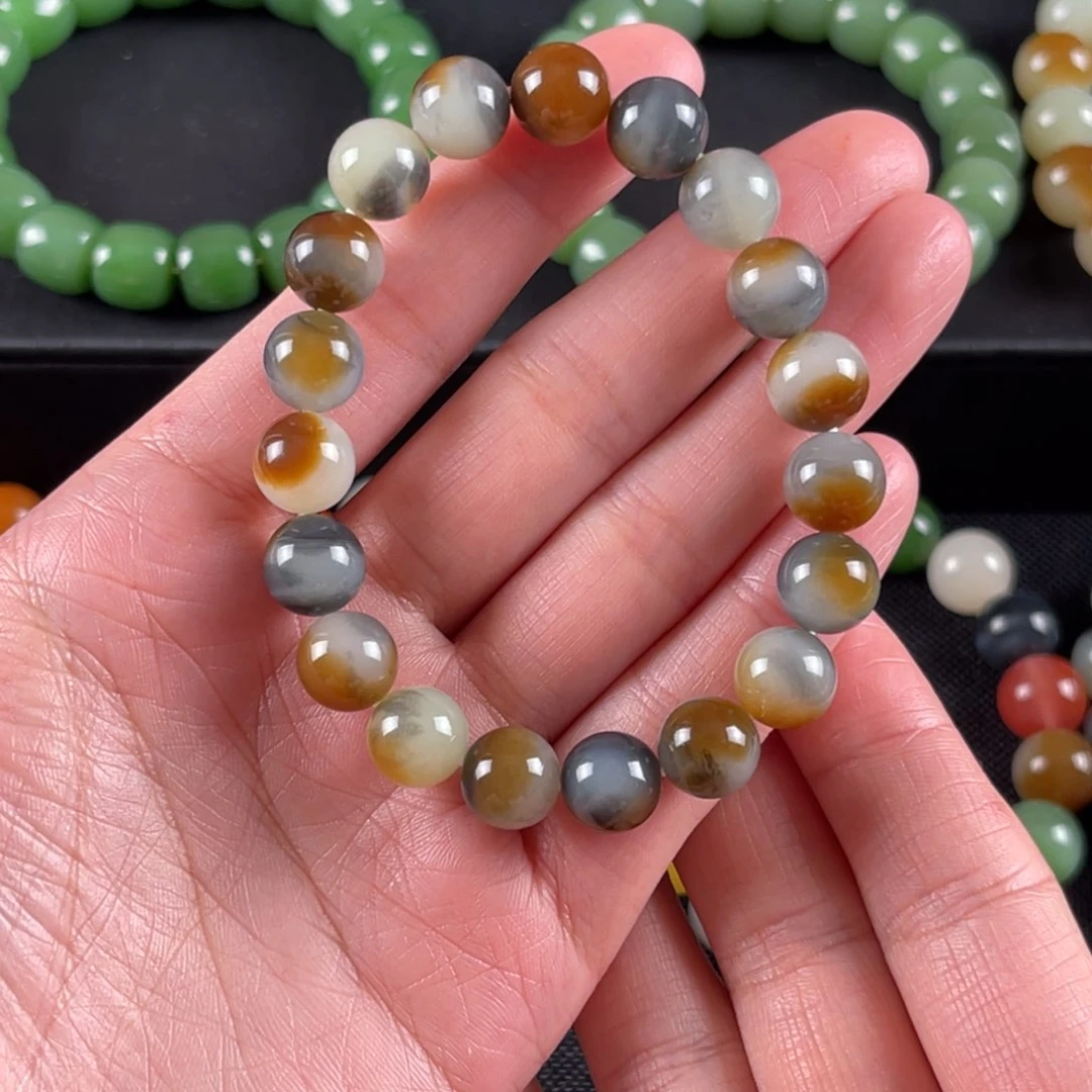 和田玉手串未镶嵌团*卡10