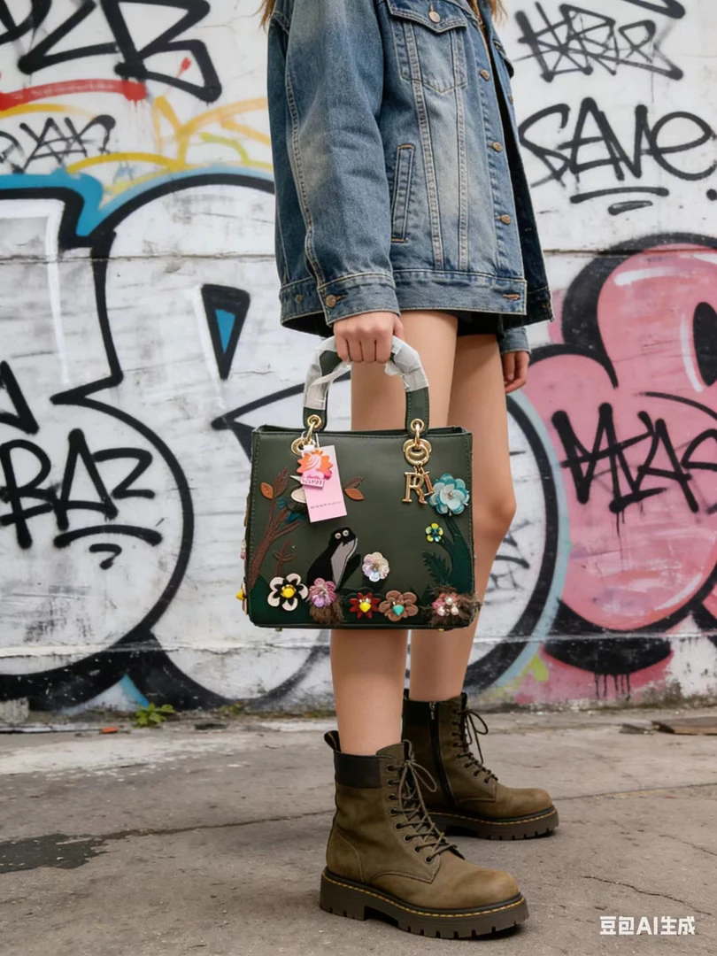 民族风单肩包卡通手拎包布包百搭时尚电脑包斜跨