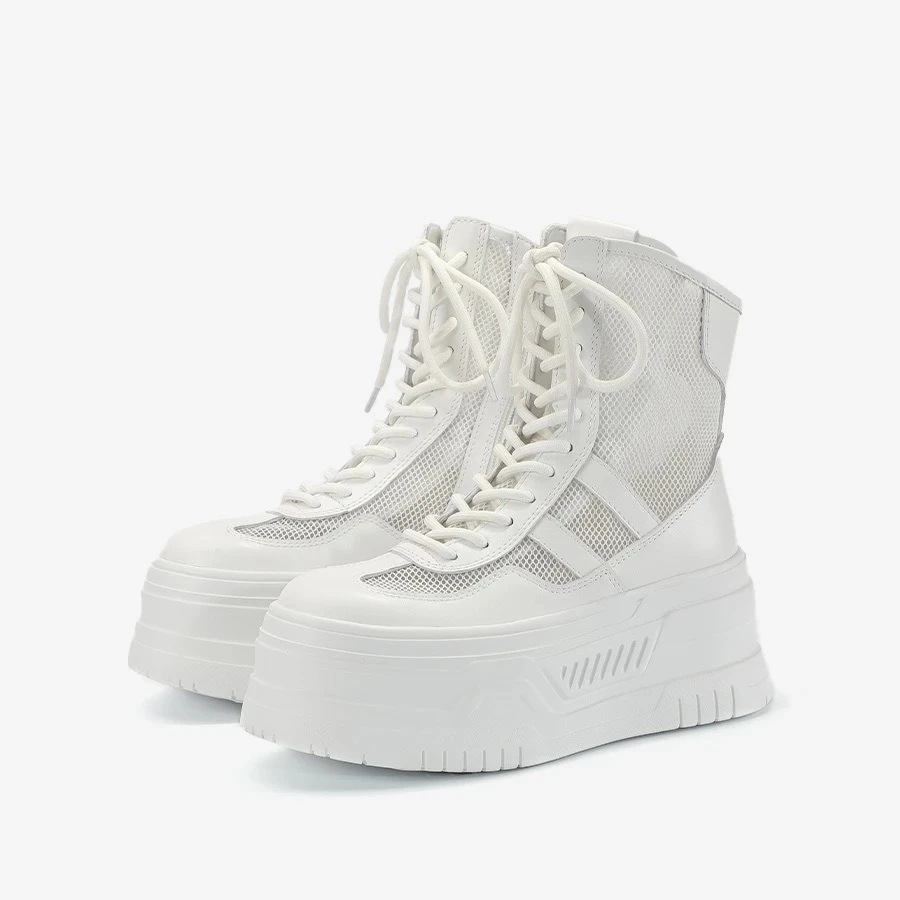 2025夏款新款防滑侧拉链百搭休闲靴子夏季薄款厚底增高短靴