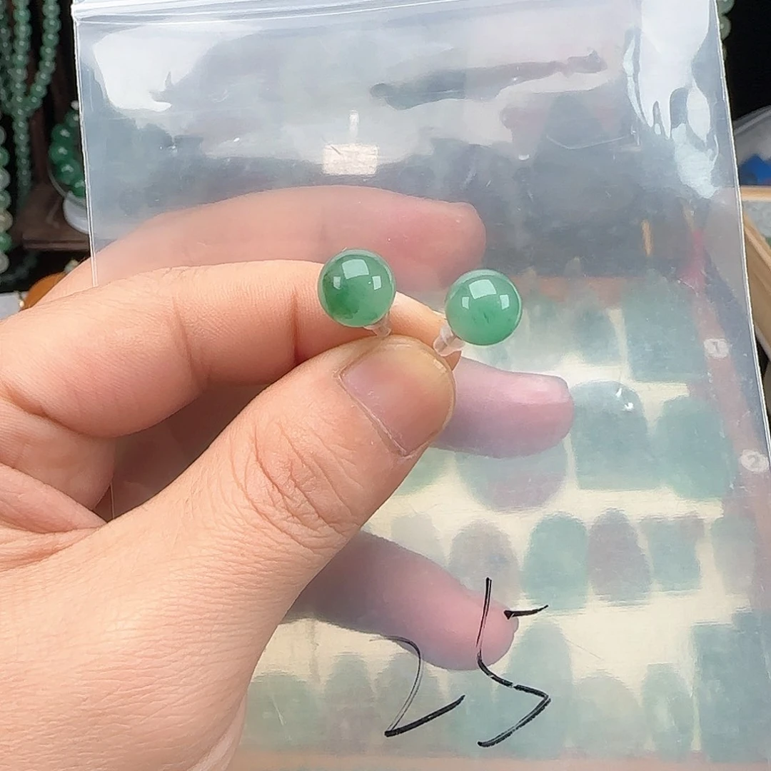 石英质玉耳钉银S925镶嵌